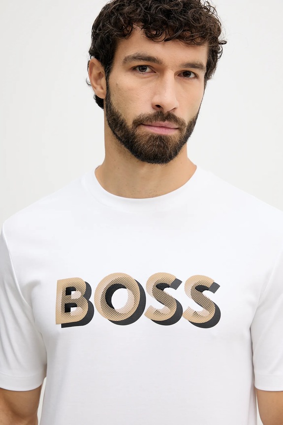 Bavlnené tričko BOSS H-Thompson 656 biela 50551902