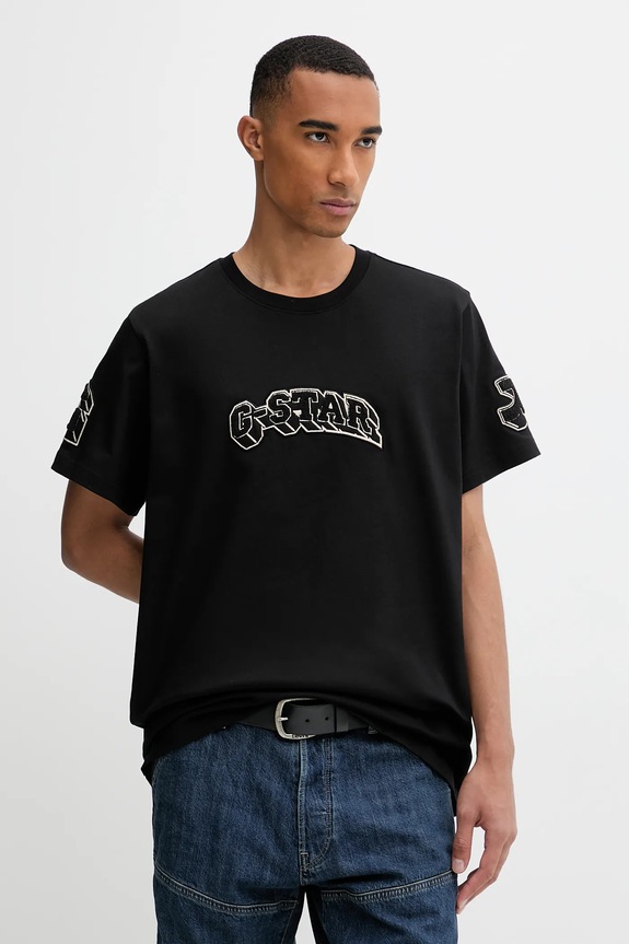 Bavlnené tričko G-Star Patches loose relaxed čierna D26843.D709