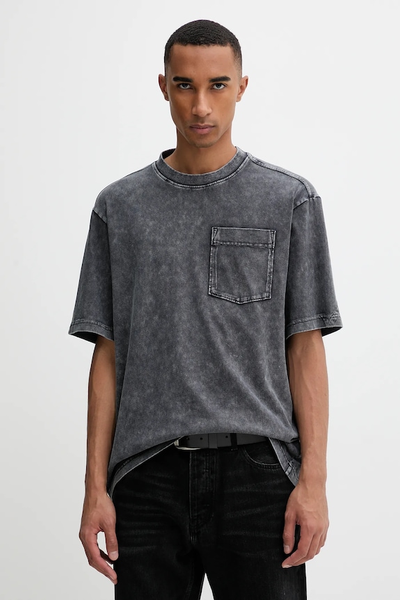 Bavlnené tričko G-Star Washed pocket jednofarebný sivá D26825.C756