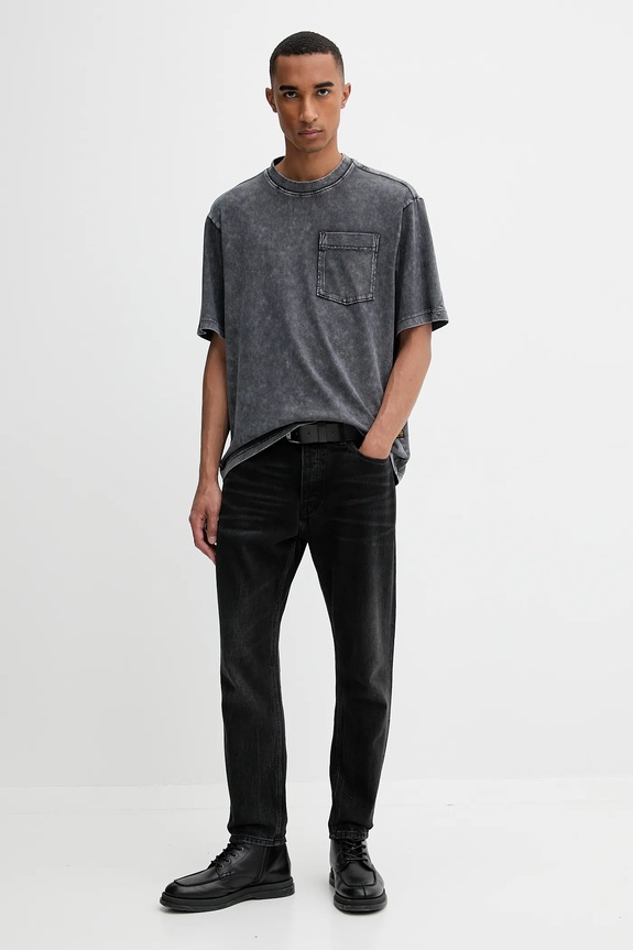 Bavlnené tričko G-Star Washed pocket D26825.C756 sivá AW25