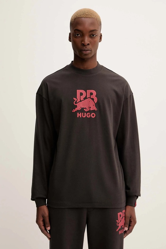 Îmbrăcăminte HUGO longsleeve din bumbac Doverlo_RB 50551830 maro