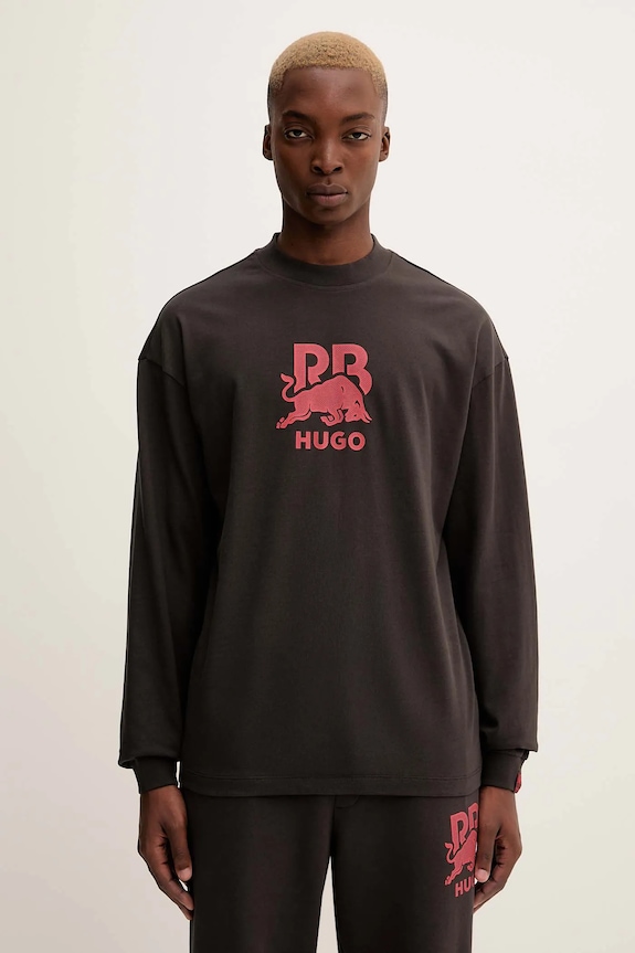 Îmbrăcăminte HUGO longsleeve din bumbac Doverlo_RB 50551830 maro