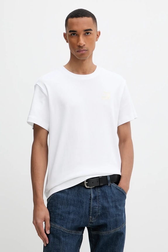 Bavlnené tričko G-Star Chest logo relaxed biela D26821.D976