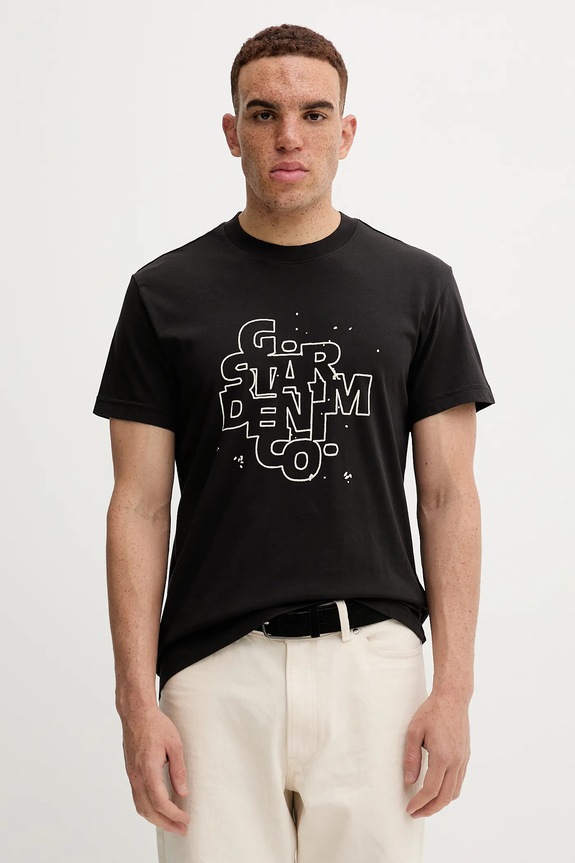 G-Star tricou din bumbac HD print print negru D26824.D975