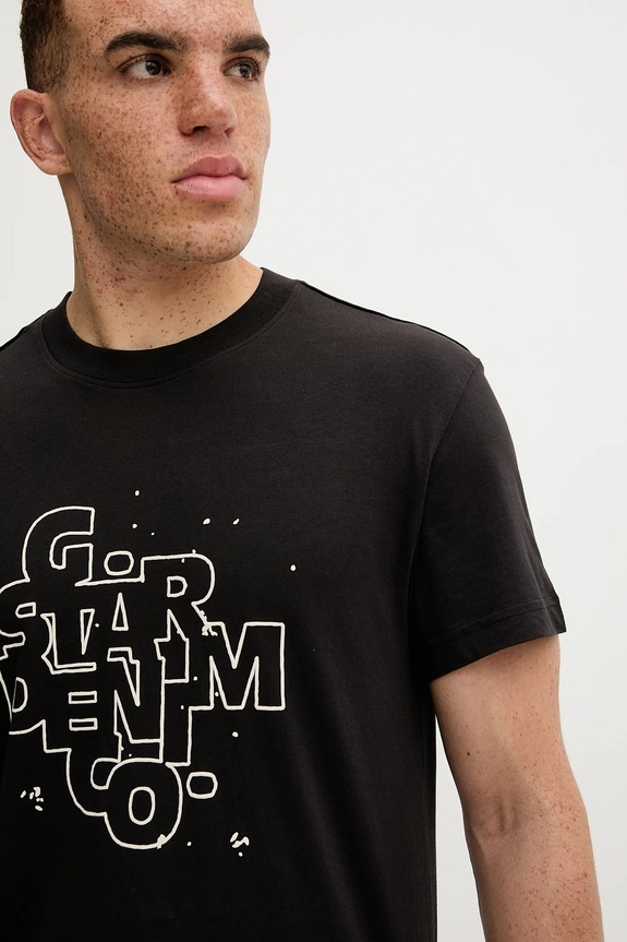 G-Star tricou din bumbac HD print negru D26824.D975