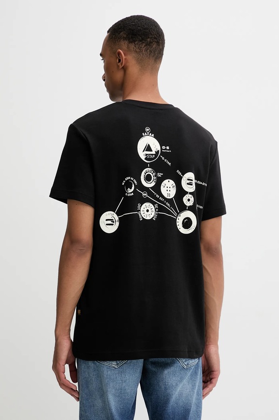 G-Star tricou din bumbac Trims back print negru D27721.D976