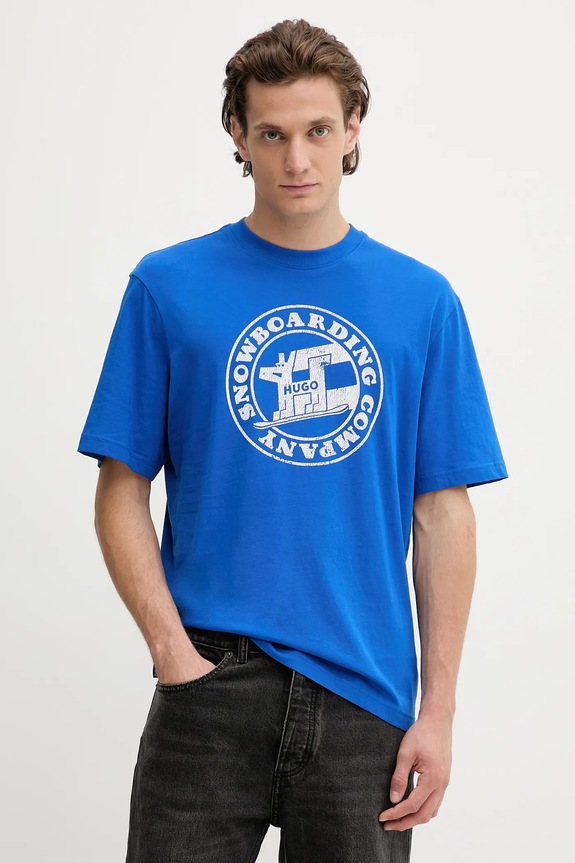 Bavlnené tričko Hugo Blue Napolux potlač modrá 50546246