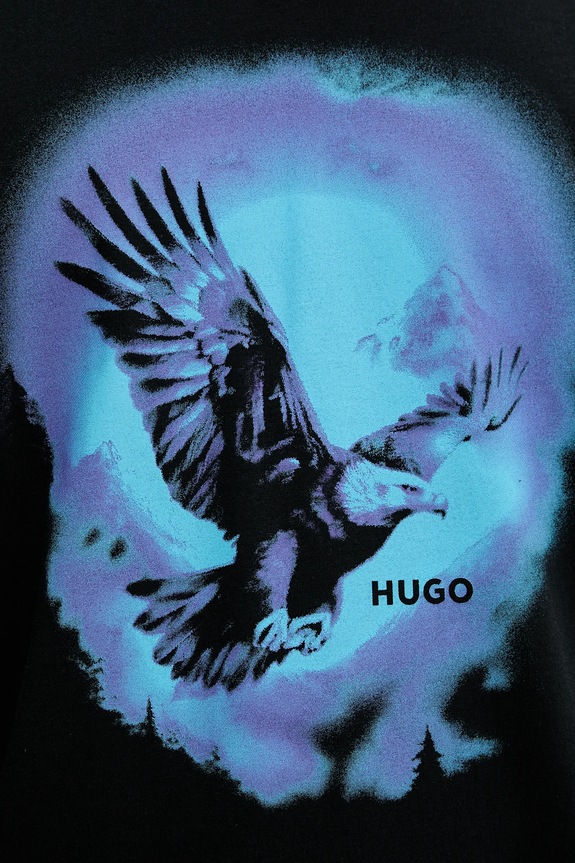 Bavlnené tričko s dlhým rukávom Hugo Blue Nagtox 50549135 čierna