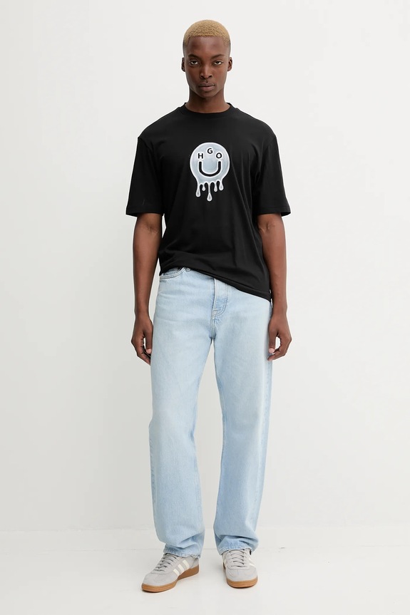 HUGO Blue tricou din bumbac Nedirix 50549162 negru AW25