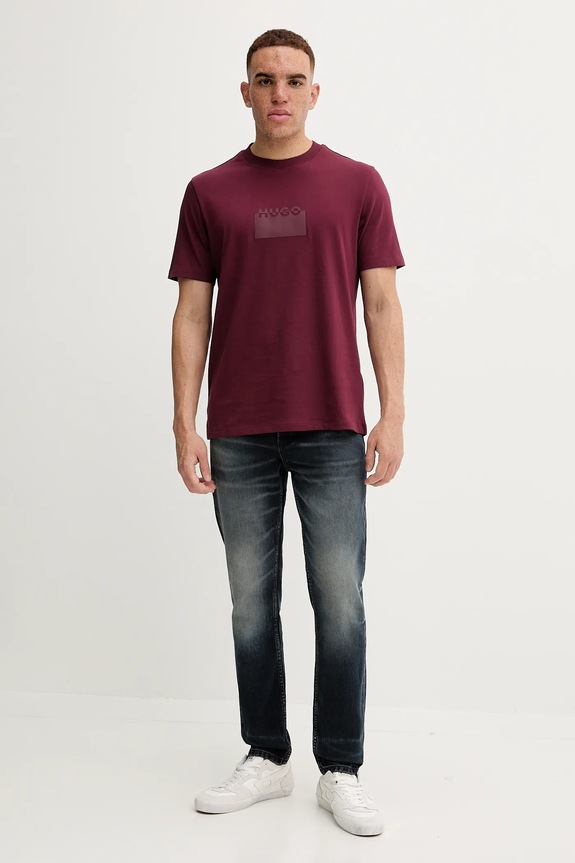 Bavlnené tričko HUGO Delastio 50546867 burgundské AW25