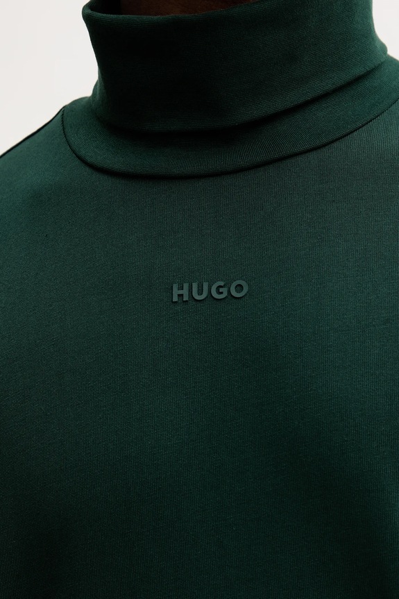 Bavlnené tričko s dlhým rukávom HUGO Daporollo 50547372 zelená