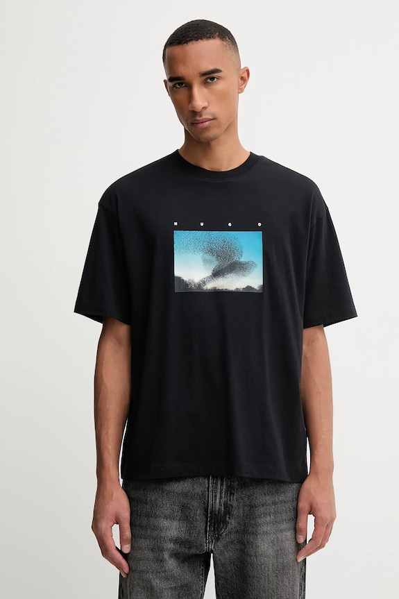 Odzież HUGO t-shirt bawełniany Dorizon 50549156 czarny