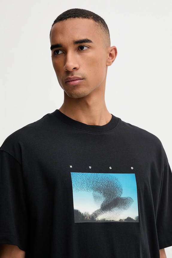 HUGO t-shirt bawełniany Dorizon czarny 50549156