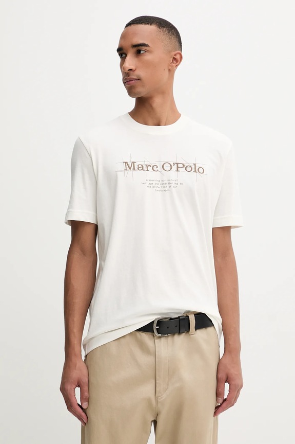 Bavlnené tričko Marc O'Polo nášivka béžová 528230551196