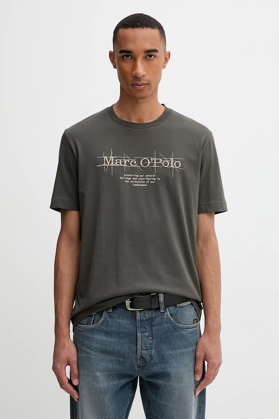 Marc O'Polo tricou din bumbac imprimeu verde 528230551196