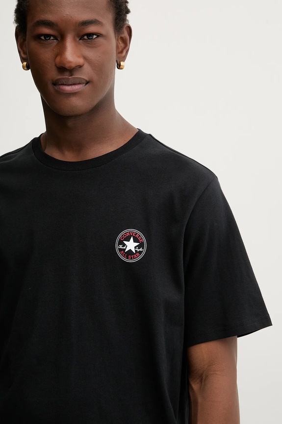 Converse t-shirt bawełniany czarny CVM5T565