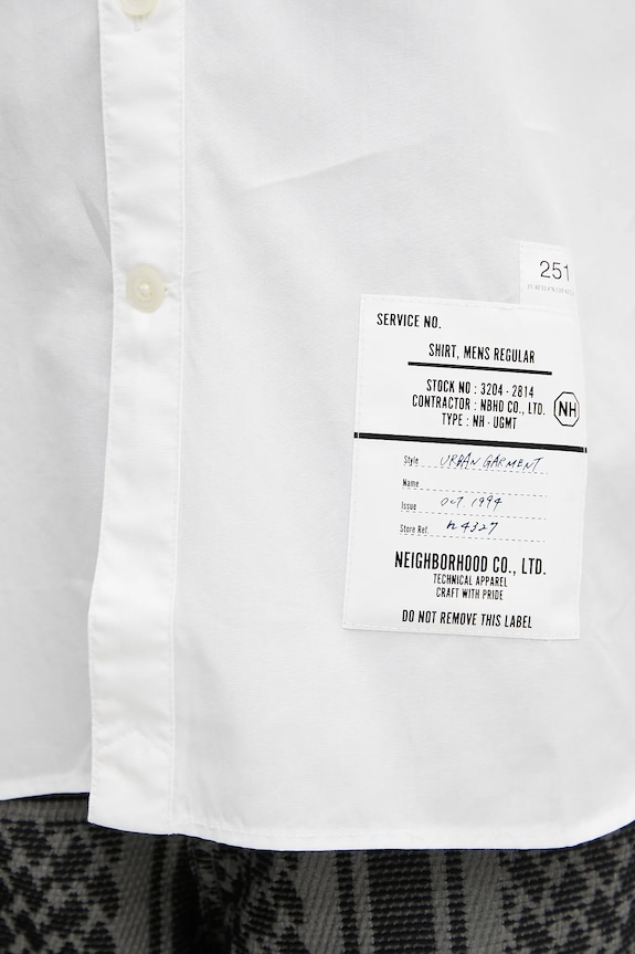 NEIGHBORHOOD cotton shirt trad shirt ss white 251SPNH.SHM02