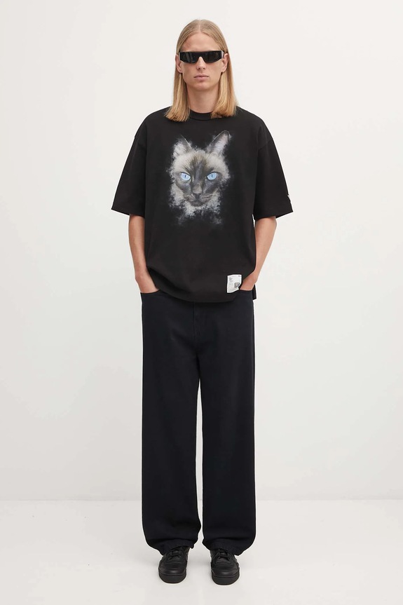 Хлопковая футболка Maison MIHARA YASUHIRO CAT PRINTED J15TS762 чёрный