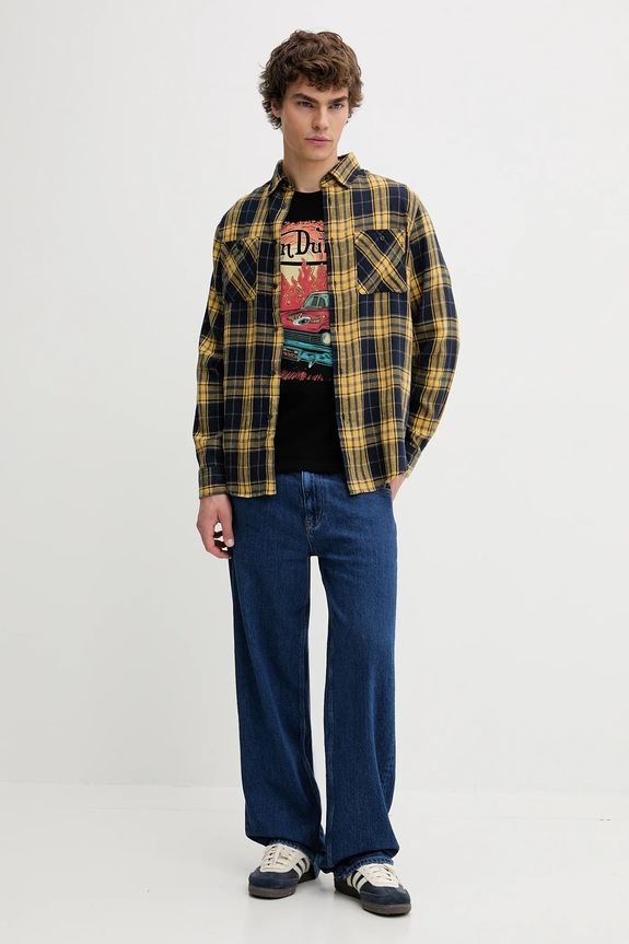 Βαμβακερό μπλουζάκι Von Dutch VD.1.TR.FLAME μαύρο AW25