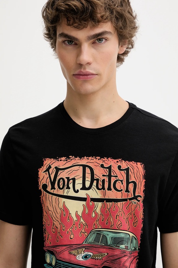 Βαμβακερό μπλουζάκι Von Dutch μαύρο VD.1.TR.FLAME
