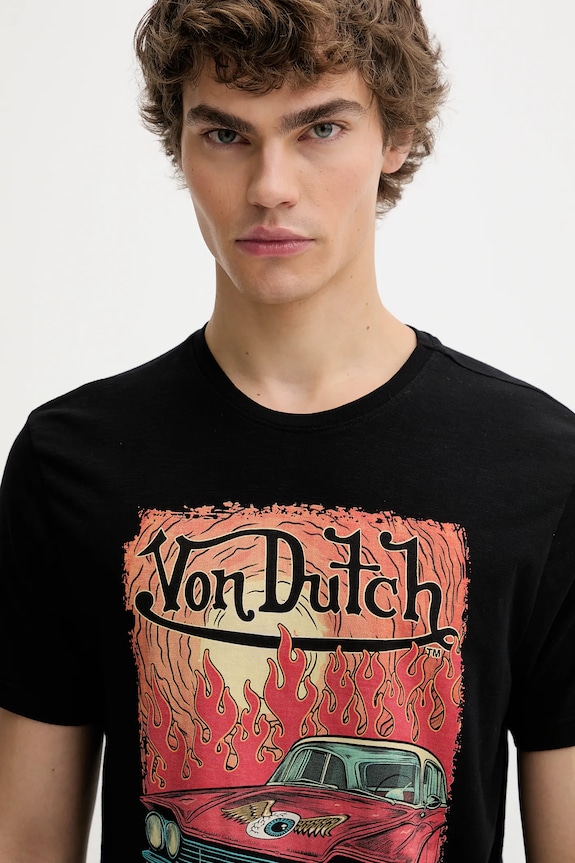 Βαμβακερό μπλουζάκι Von Dutch μαύρο VD.1.TR.FLAME