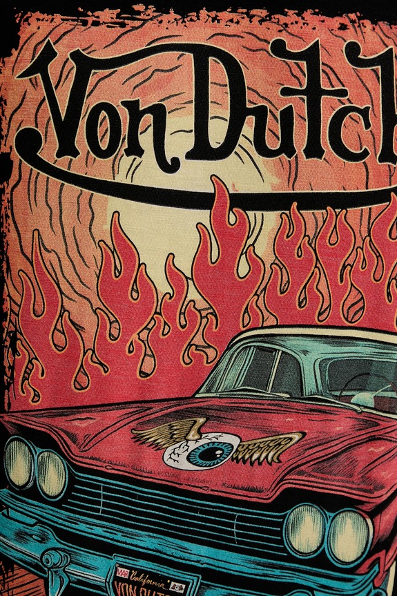 Βαμβακερό μπλουζάκι Von Dutch VD.1.TR.FLAME μαύρο