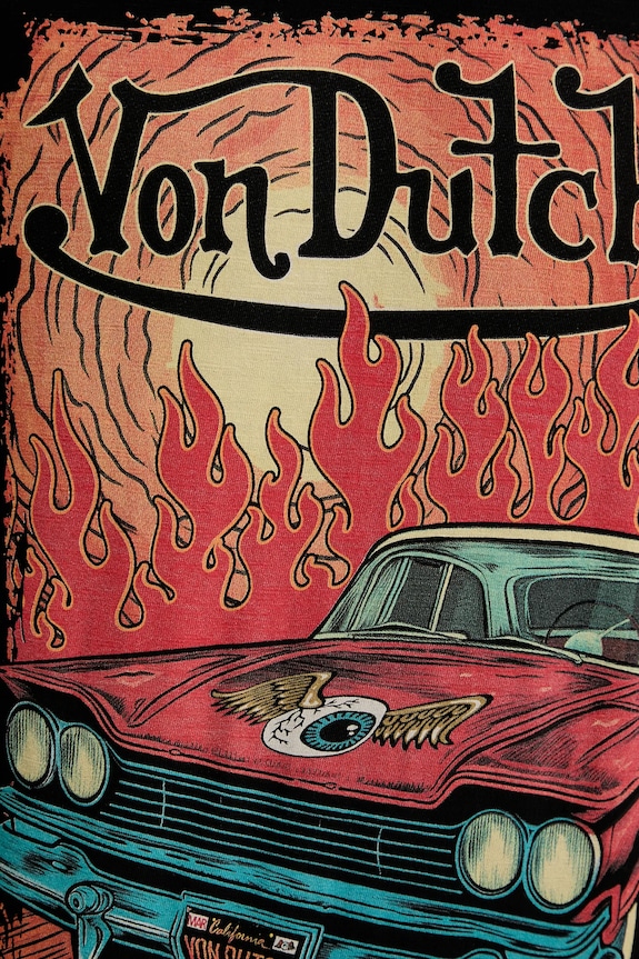 Βαμβακερό μπλουζάκι Von Dutch VD.1.TR.FLAME μαύρο