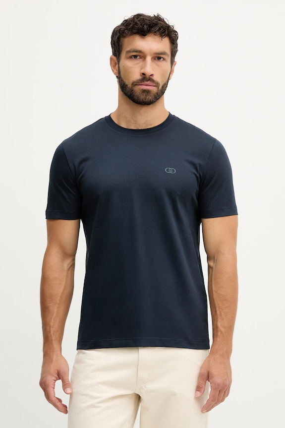Liu Jo tricou din bumbac uni bleumarin QXX077.J4799