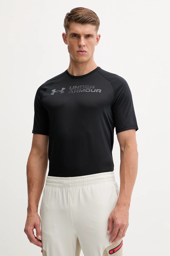 Kratka majica za vadbo Under Armour UA Tech Reflective Potisk črna 6005116