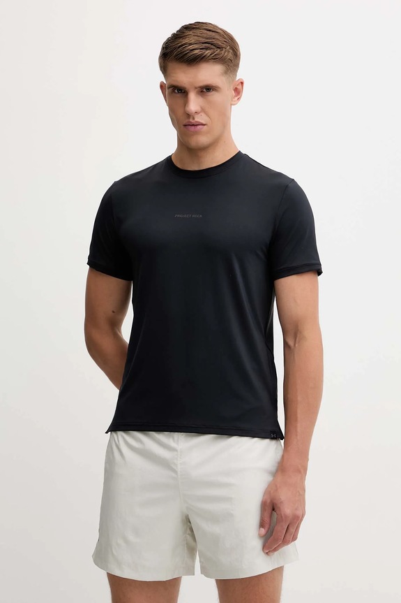 Αθλητικό μπλουζάκι Under Armour Project Rock με ελαστάν μαύρο 6007149