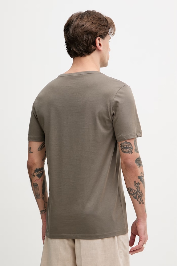 Odzież Lindbergh T-shirt basic męski bawełniany 30.400200B brązowy