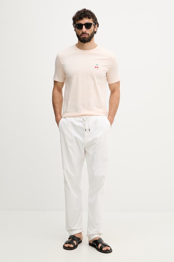 Lindbergh T-shirt męski bawełniany 30.400235 pomarańczowy SS26
