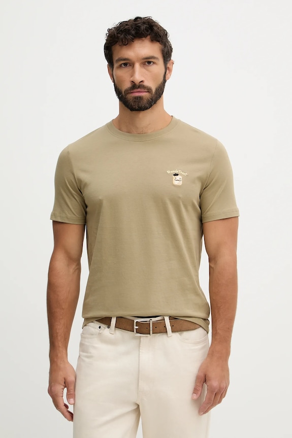 Lindbergh T-shirt męski bawełniany zielony 30.400235