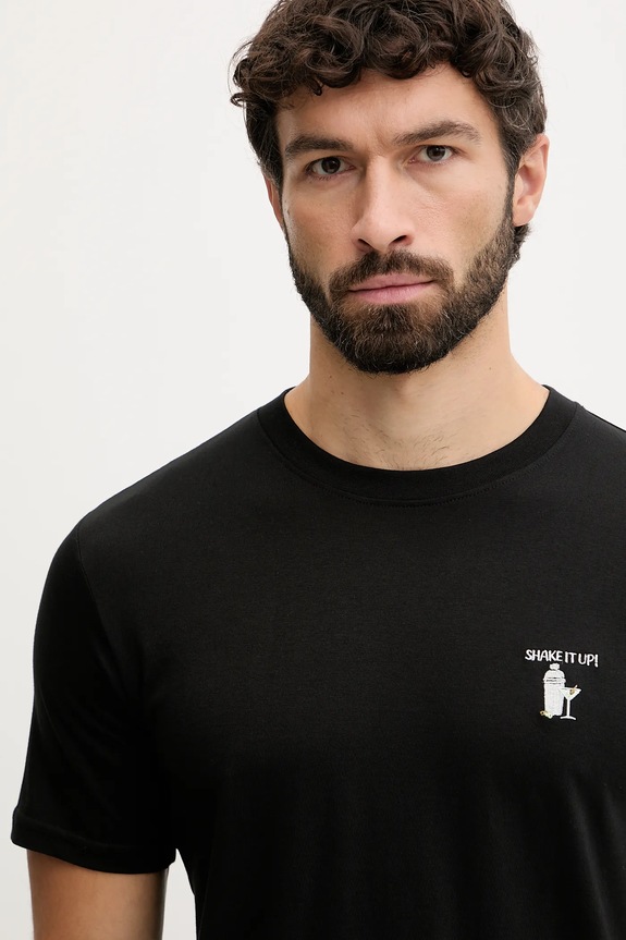 Ρούχα Lindbergh t-shirt ανδρικό βαμβακερό 30.400235 μαύρο