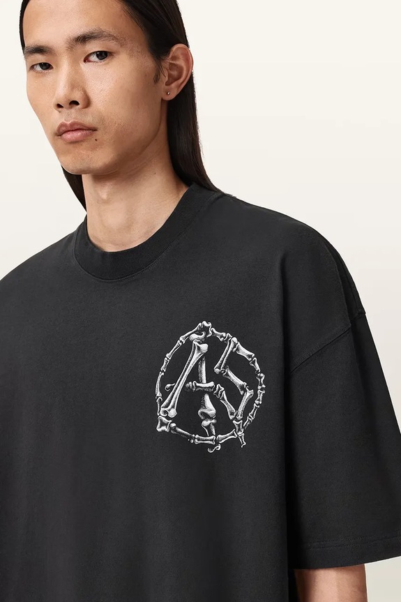 Βαμβακερό μπλουζάκι AllSaints ANATOMICA M046PD μαύρο SS26