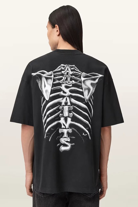 Ρούχα Βαμβακερό μπλουζάκι AllSaints ANATOMICA M046PD μαύρο
