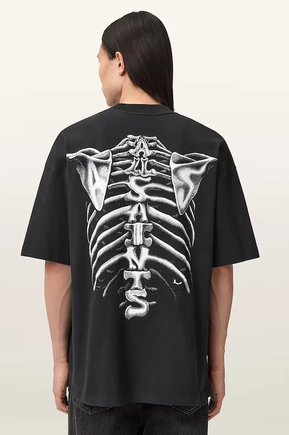Ρούχα Βαμβακερό μπλουζάκι AllSaints ANATOMICA M046PD μαύρο