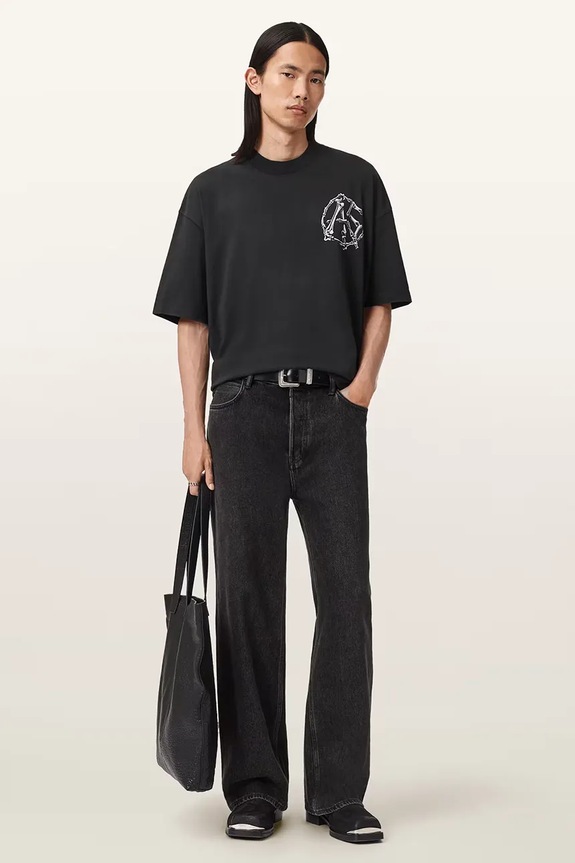 Βαμβακερό μπλουζάκι AllSaints ANATOMICA M046PD μαύρο