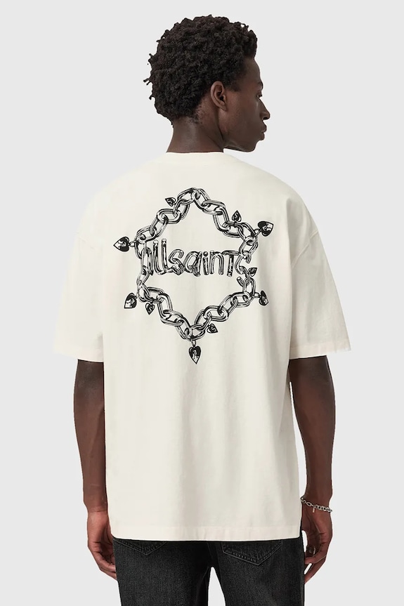 Βαμβακερό μπλουζάκι AllSaints DRIP λευκό M005PD