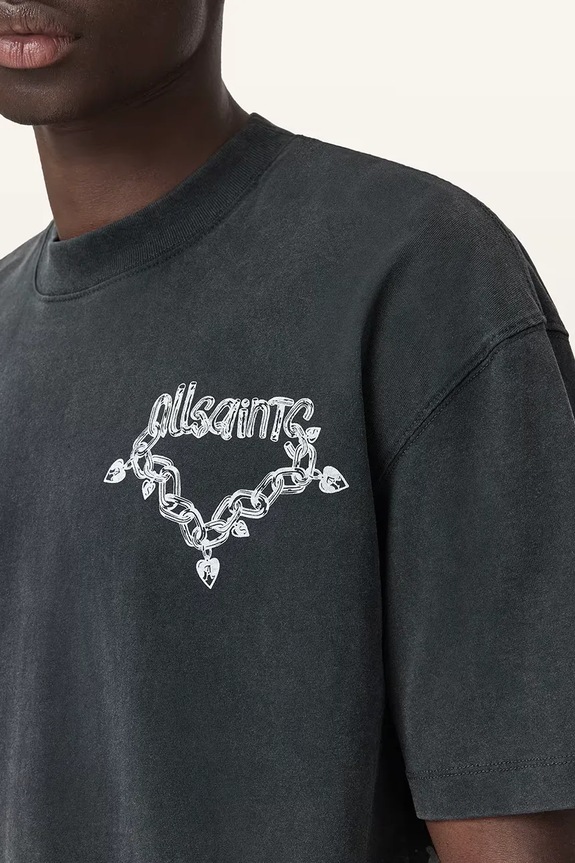 Pamučna majica AllSaints DRIP M005PD crna SS26