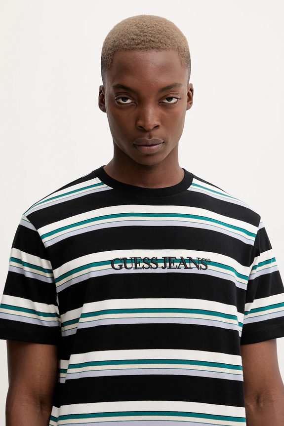 Βαμβακερό μπλουζάκι Guess Jeans μαύρο M5BI40.K9XF1