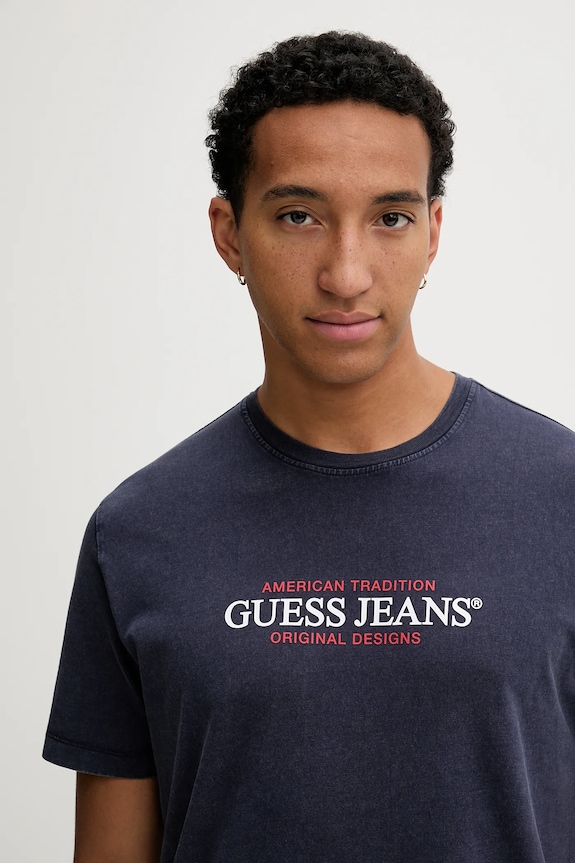 Βαμβακερό μπλουζάκι Guess Jeans σκούρο μπλε M5BI25.K8FQ4