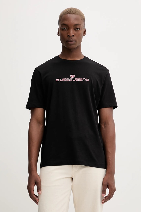 Βαμβακερό μπλουζάκι Guess Jeans βαμβάκι μαύρο M5BI38.K8FQ4