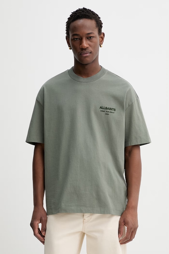 AllSaints t-shirt męski bawełniany XANDER bawełna zielony M030JC