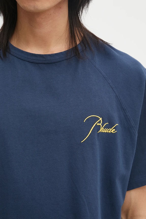 Хлопковая футболка RHUDE Classique Raglan тёмно-синий RHPF25TT16012