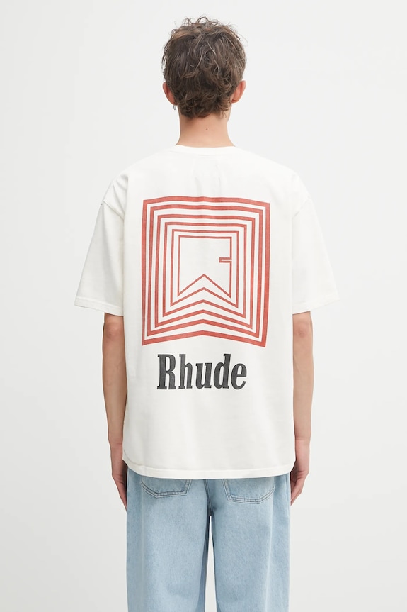 RHUDE cotton t-shirt Chevron Logo Repeat cotton beige RHPF25TT03012