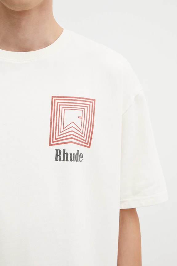 RHUDE cotton t-shirt Chevron Logo Repeat beige RHPF25TT03012