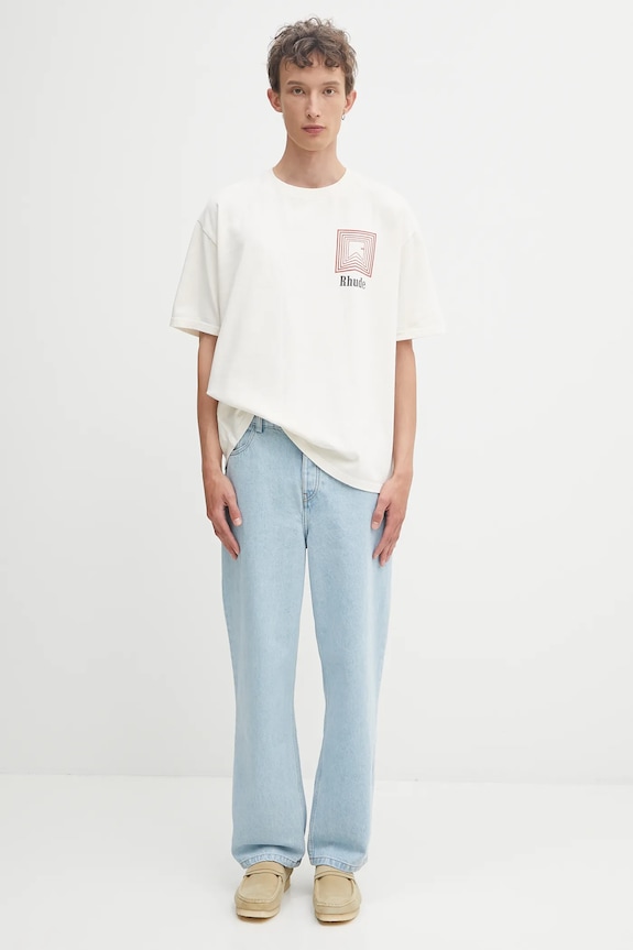 RHUDE cotton t-shirt Chevron Logo Repeat RHPF25TT03012 beige