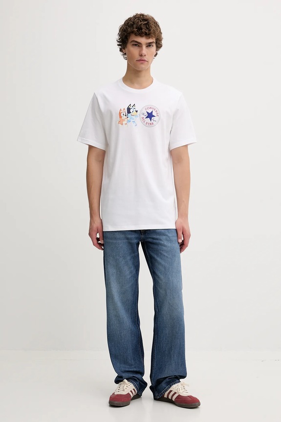 Βαμβακερό μπλουζάκι Converse BLUEY CVM5T501 λευκό AW25