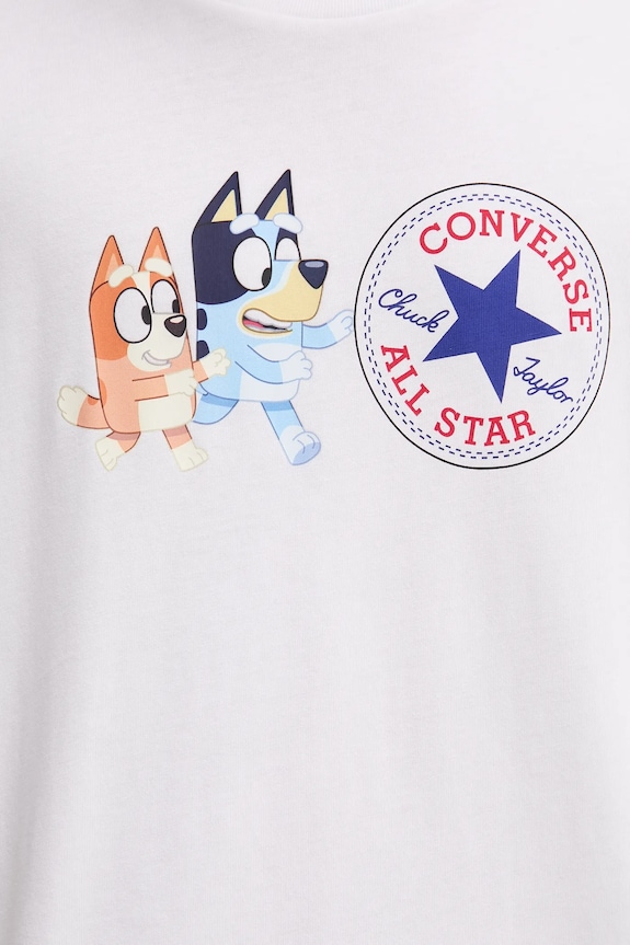 Βαμβακερό μπλουζάκι Converse BLUEY CVM5T501 λευκό